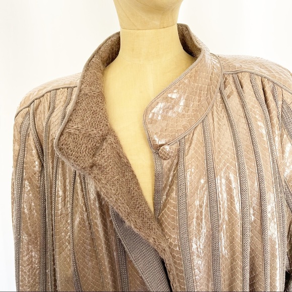 VINTAGE HETTABRETZ 1970s Reptile Leather Jacket w/ Mohair Interior, RARE! - Picture 4 of 15